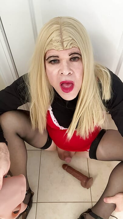 Part 1 Amateur Sissy Crossdresser in lingerie stockings high heels with small dick talks dirty sex talk