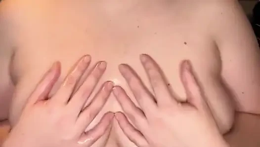 Rubbing My Oily Big Tits with Relaxing Background Music