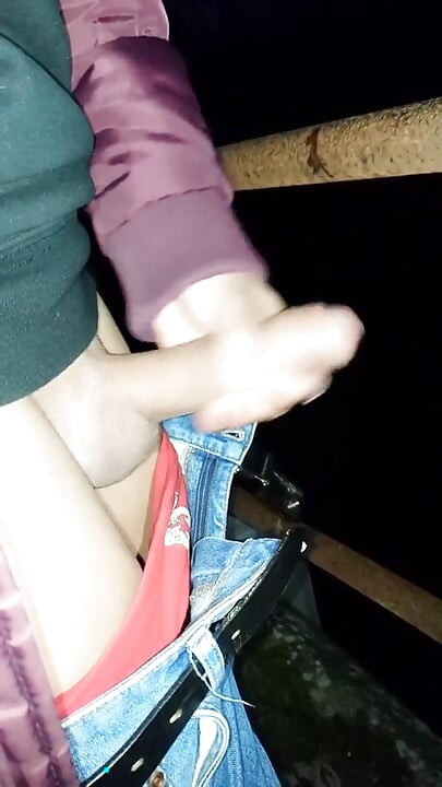 Twink Piss Then Cum Then Piss Again From a Bridge
