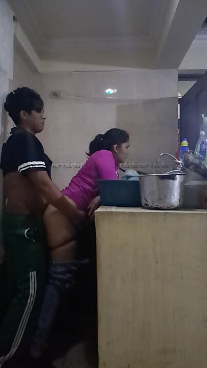 Employee Fucking and Sucking When She Washes Dirty Dishes