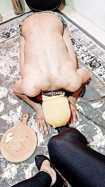 BDSM Slave Feeding Under My Feet  Spit on Food, Humiliation & FootShoe Worship Training