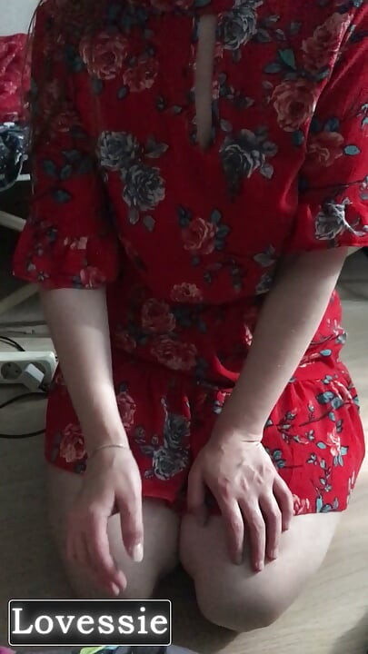 A beautiful MILF in a red dress sucked her neighbor's cock on the balcony and invited him back to her place - Lovessie