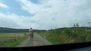 Exposed me naked by the motorway (behind the scene)