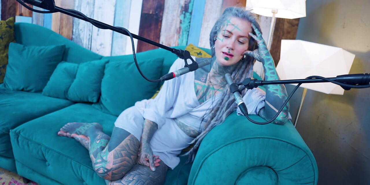 I talk about O - Overcome - ASMR podcast SFW talking goth skinny girl dreadlocks tattoo model inked girl