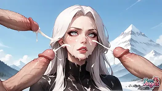 Snowy Summit 4-penise Semen Spray Orgy