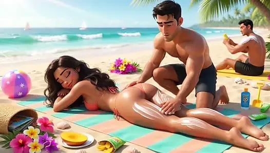 Partnerimin en yakın arkadaşıyla plaj evinde jakuzide gizli yaz sıcağı (yapay zeka oluşturuldu)