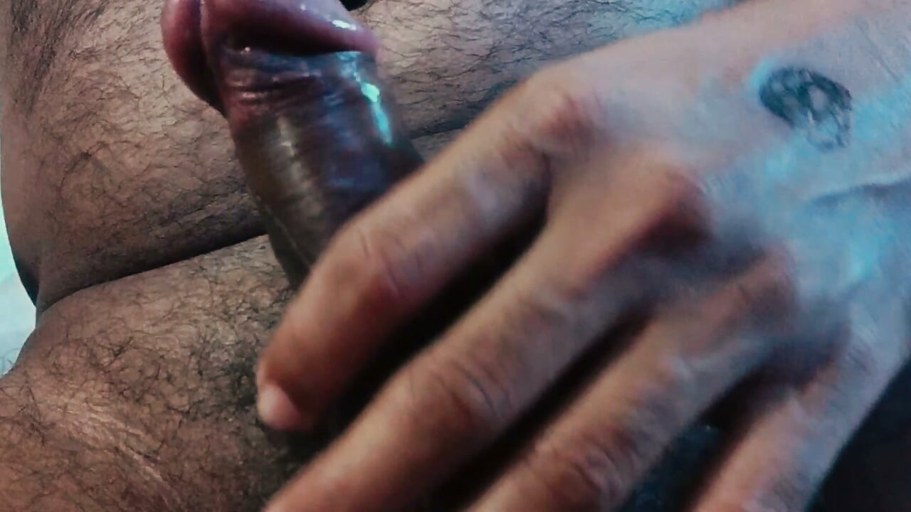 Wet the cock with masturbation by hand