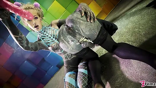 Heavily tattooed trans Lily Lu gets anal fisted