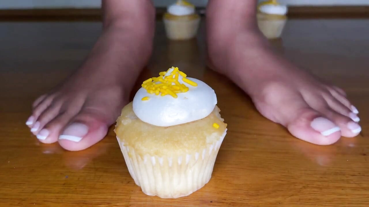 Ebony Girl Smashes Cupcakes with Her Feet