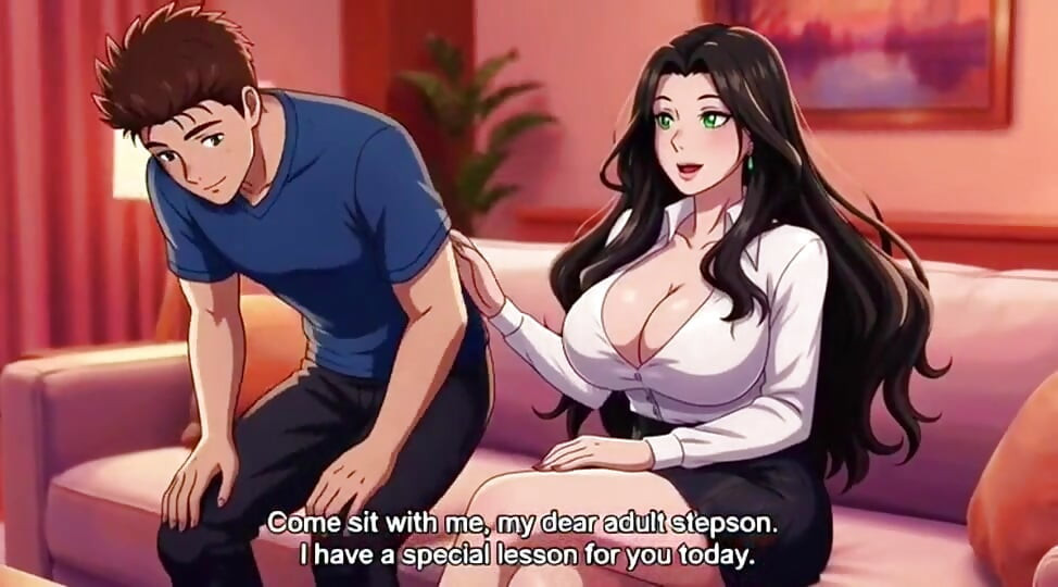 Üvey anne üvey oğluna büyük doğal memelerini nasıl sequese etmeyi öğretiyor 3d anime