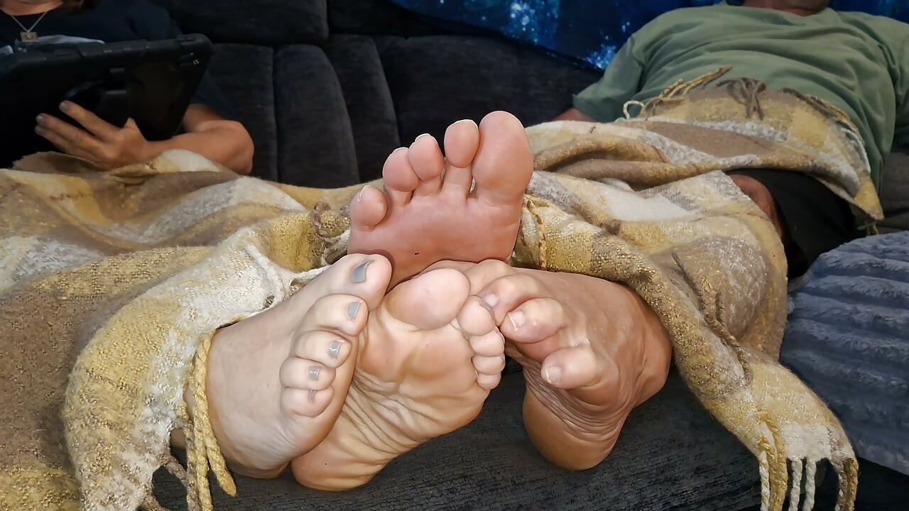 We show off our soft bare feet up close, to show off our soft bare feet