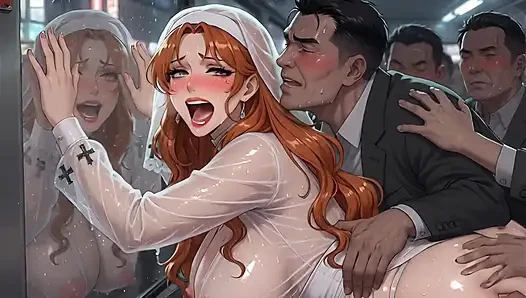 Vollbusige rothaarige nonne öffentliche demütigung – zugbus-orgie, squirtender creampie