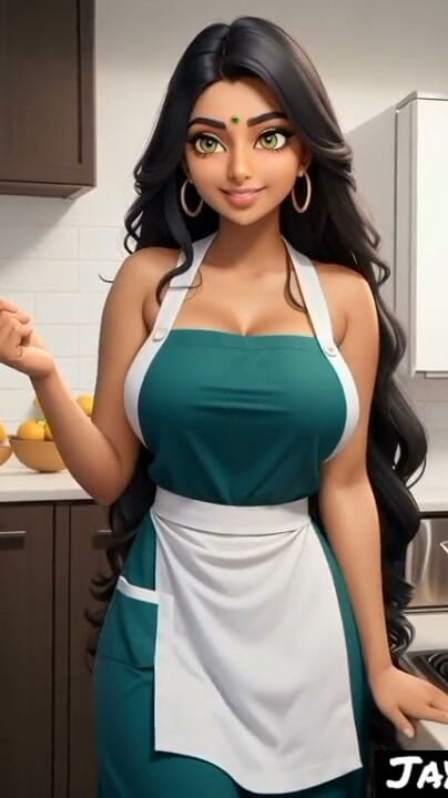 Indian girl Jaya Anjali in her kitchen (Ai model) | Clip 1