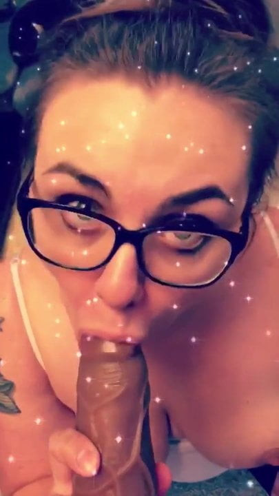 Sucking my big dildo