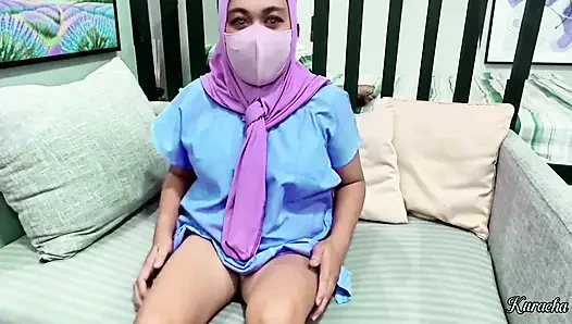 Hijab Girl patient feeling bored and alone at luxury Hospital kuala lumpur malaysia