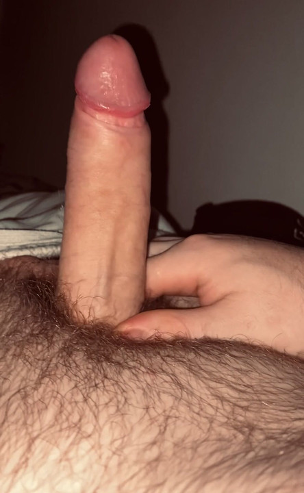Horny guy wanks cock and breathing heavy