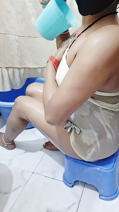 Indian sister-in-law's naked bathing video