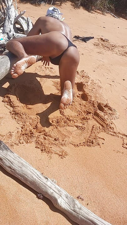 Ladysilva on the beach in panties tanning her hot ass