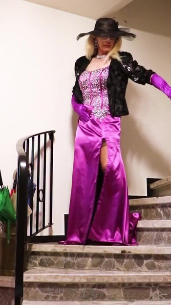 Must-share moment from "Wanking Lady In Shiny Satin And Nylon Stockings"