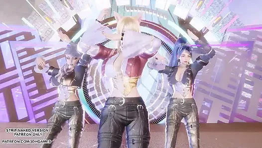 MMD - KARD - GUNSHOT - Ahri, Kaisa & Evelynn Sexy Kpop Dance League of Legends Hentai Uncensored 4K 60FPS