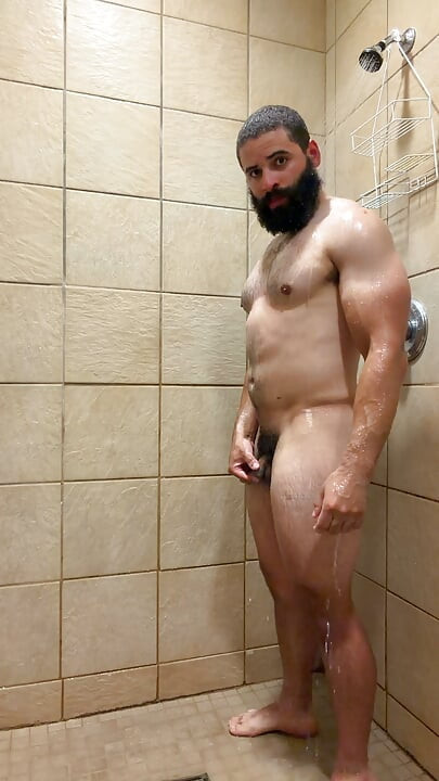 Muscle Cub with Dildo in Gym Showers