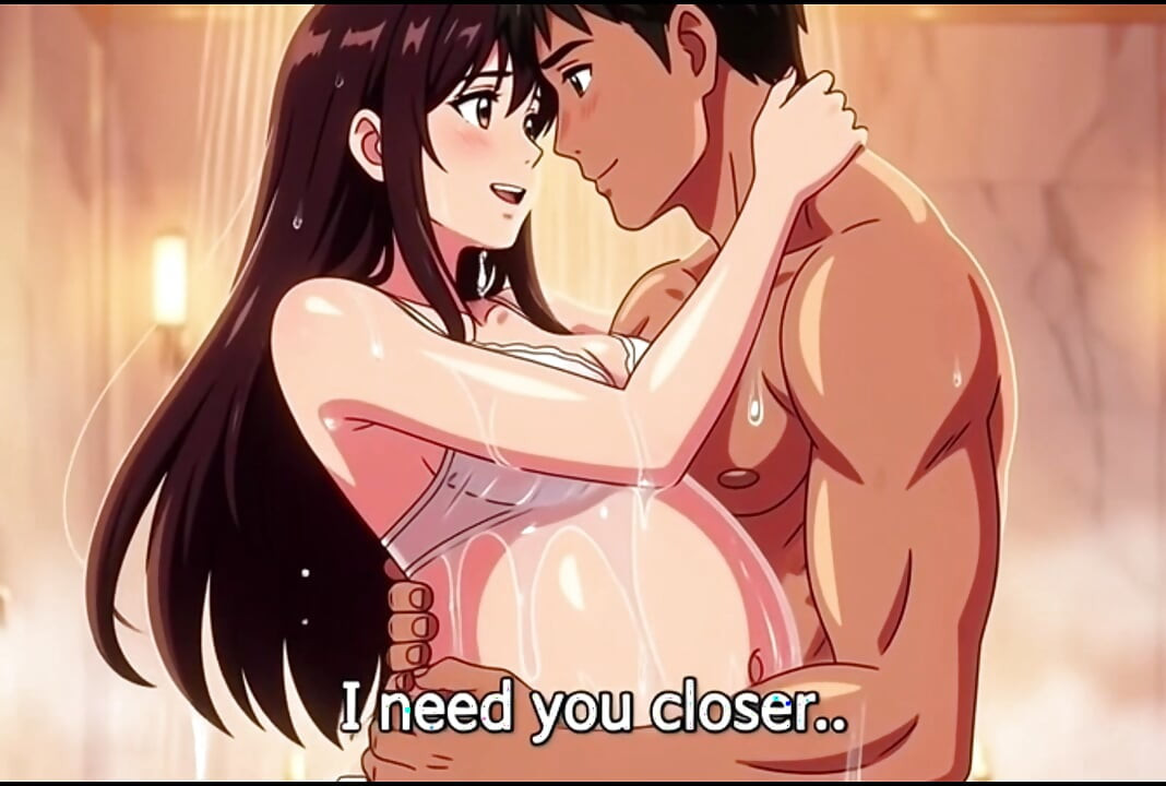 Marido sexual en la ducha ayudando a lavar el cuerpo embarazado de Ayesha