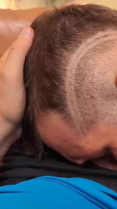 Emotional moment from "Hairy Dad Breeds his boy after sweaty gym session"