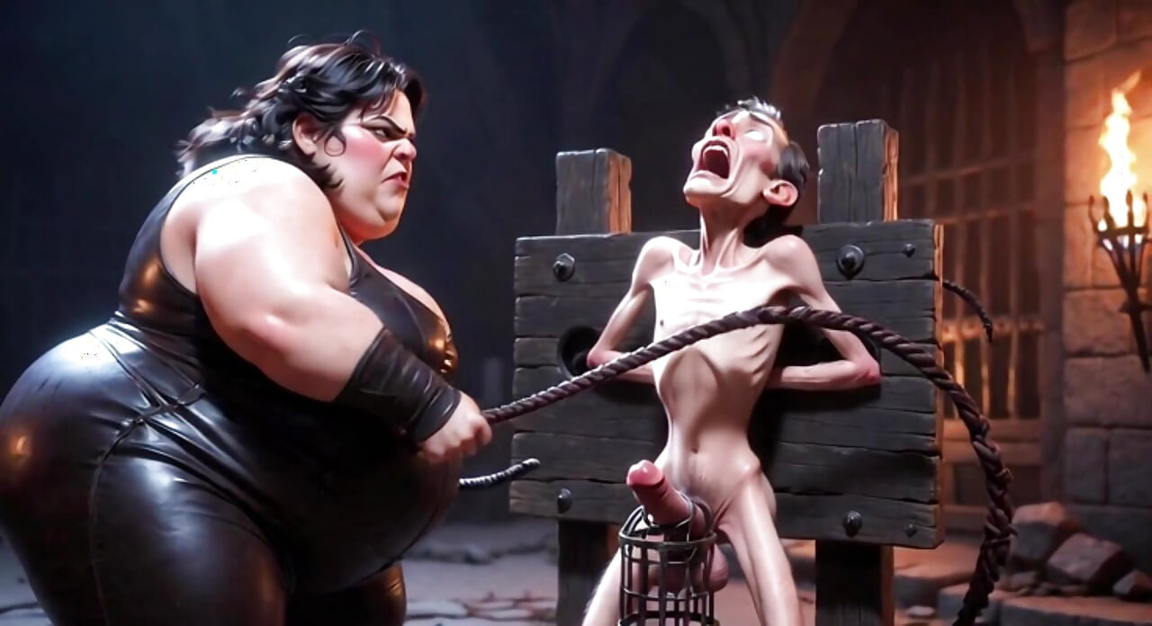 CBT Humiliation - BBW Mistress Whipping Locked Slave Cock