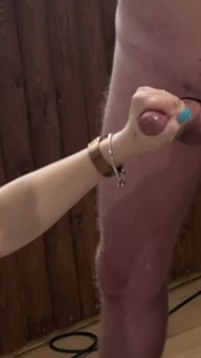 Slapping and squeezing the cum out of his cock after edging and ruining him 3 times | Clip 1