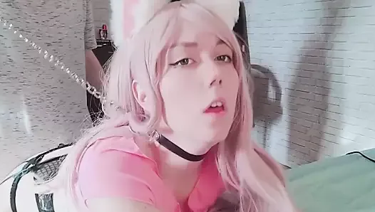 Pet the Catgirl and Fed her with Cum