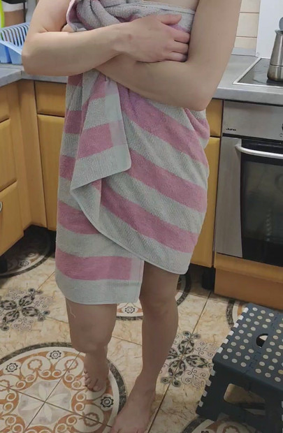 Shy wife after shower