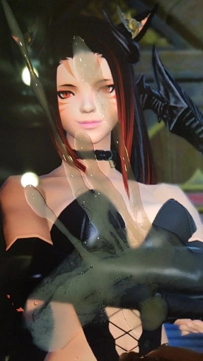 Huge spurts over FFXIV Miqo'te succubus cum tribute