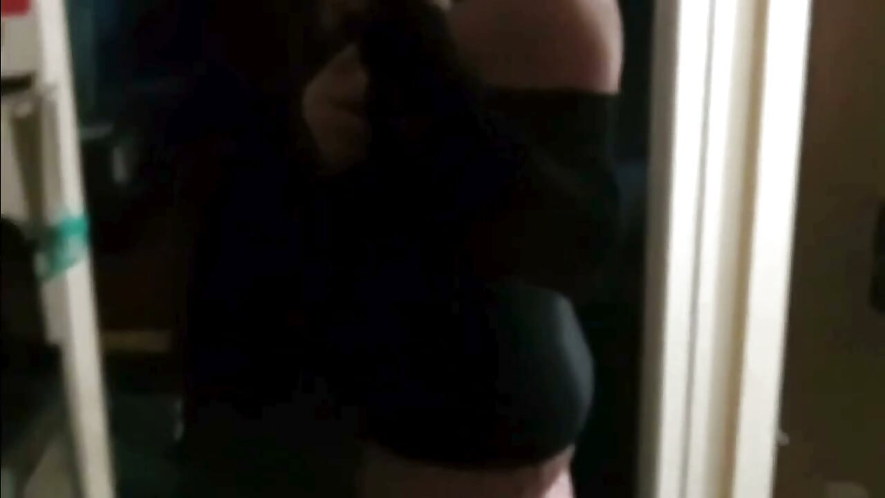 "Thick Ass Redhead in Tight Pink Pants Bathroom Mirror Selfie"