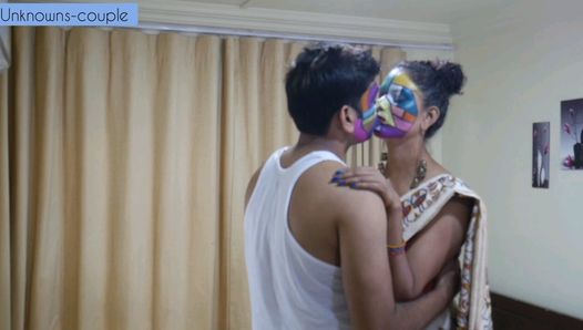 Artista bhabhi en sari con bhai explorando una nueva forma de hacer el amor