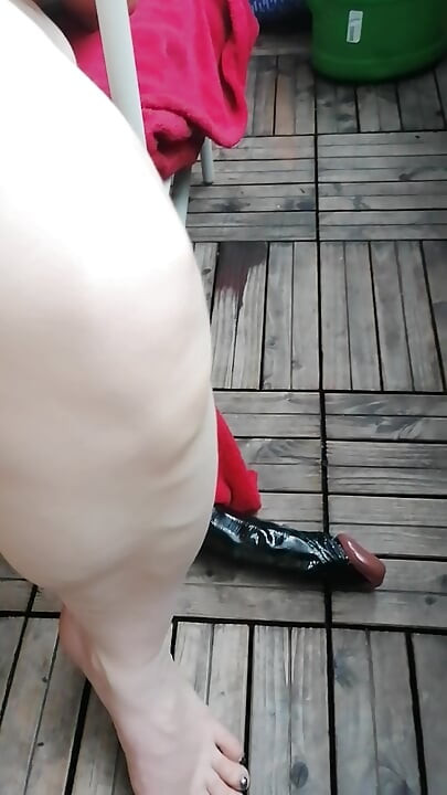 Hot wet games on the balcony