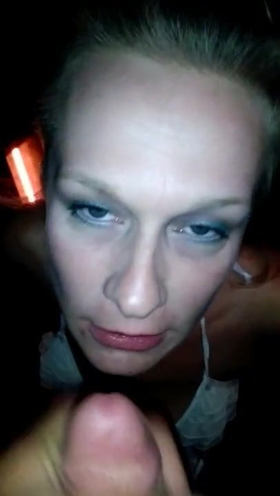 Hot blonde wife taking facial