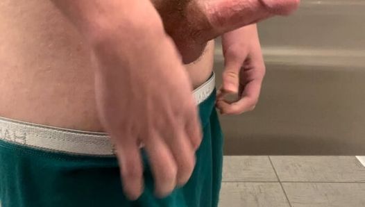 Showing my ass and cumming in a public restroom