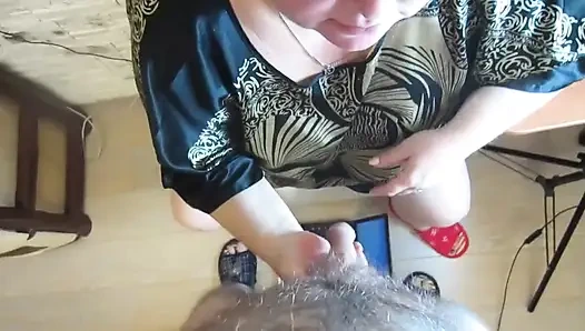 Bitch with glasses gets a mouthful of cum