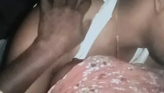 Indian wife boobs kissing