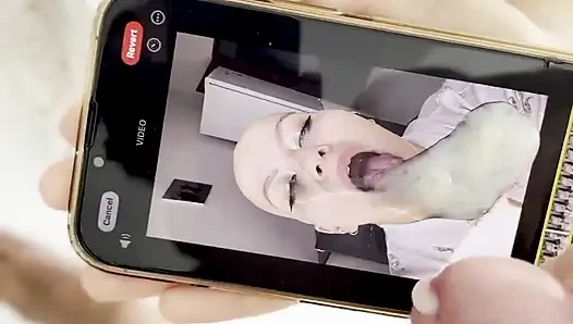 Cumtribute Bald Girl Cleanup Her Phone After