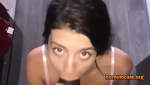 White chick fucked by a black dude with a cum at the end
