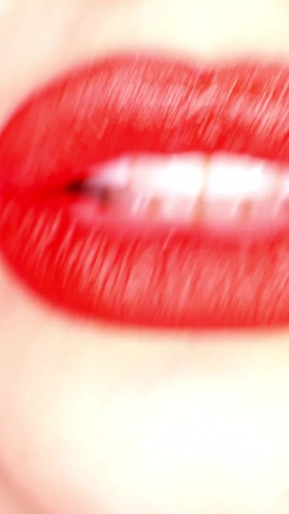 4K Applying red lipstick and smoking hookah on black background