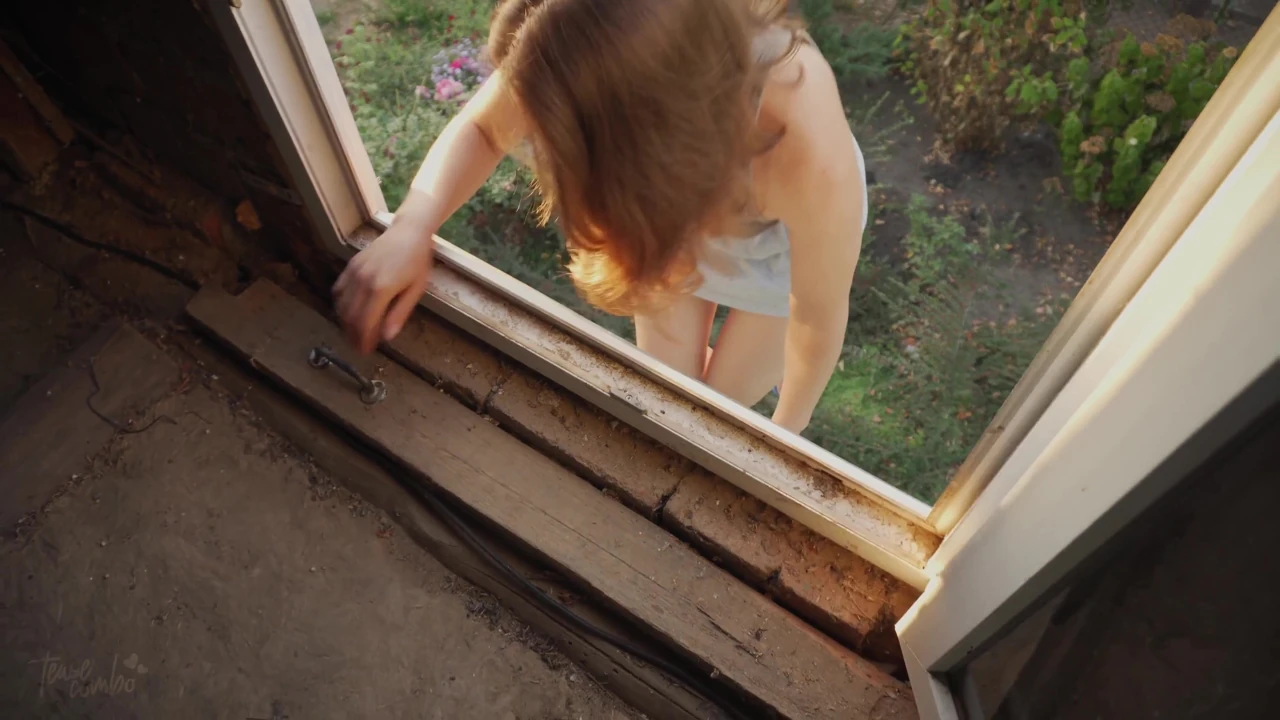 Upskrt of Hot Stepsis Doing Chores in the Attic