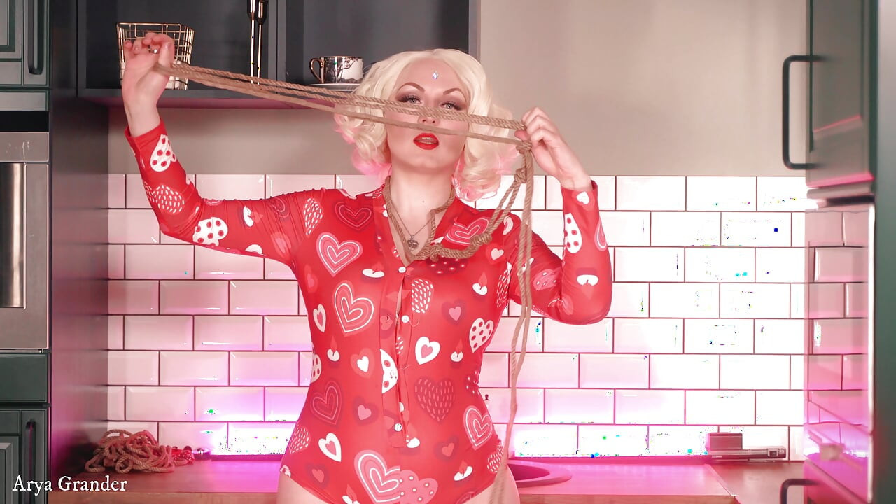 Self bondage blonde milf