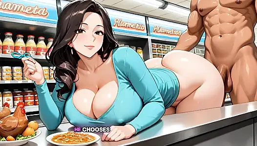 Cuban MILF Cashier with Big Tits Fucked Hard by Customer - Uncensored Hentai - Ai