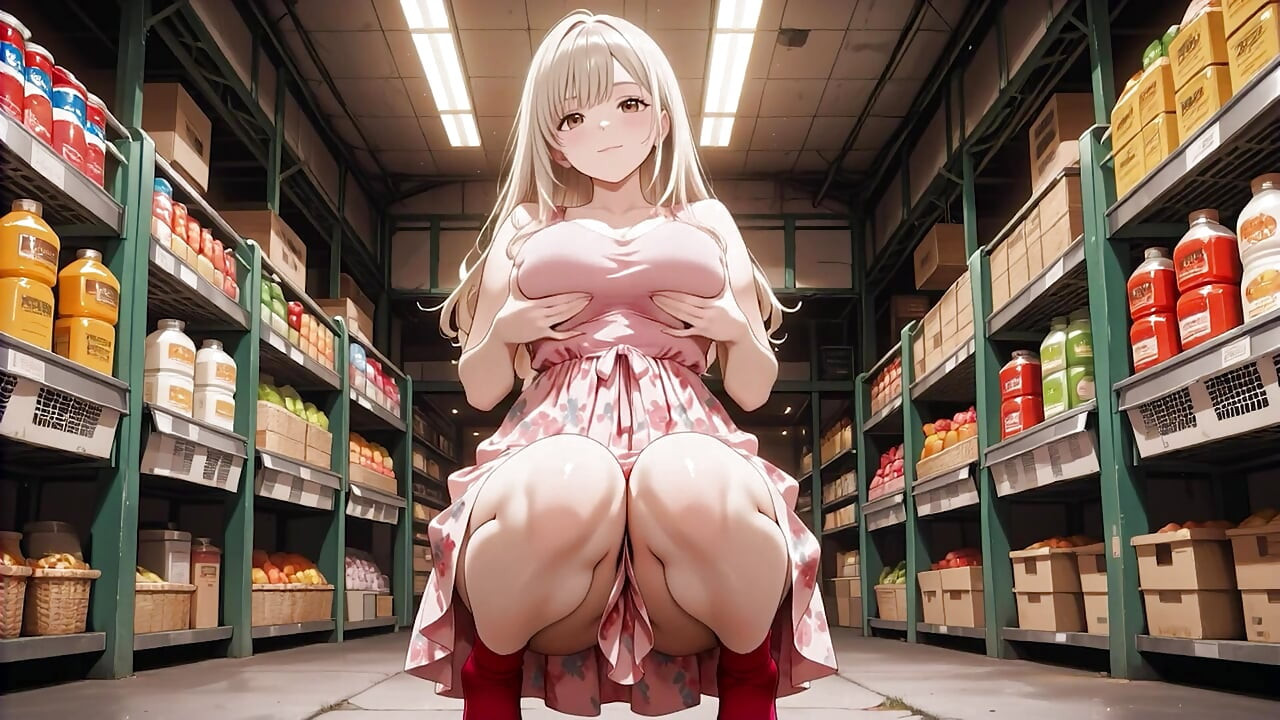 スーパーマーケットでのセックスで、美しいブロンドのアニメ美女と - 複数の激しい体位