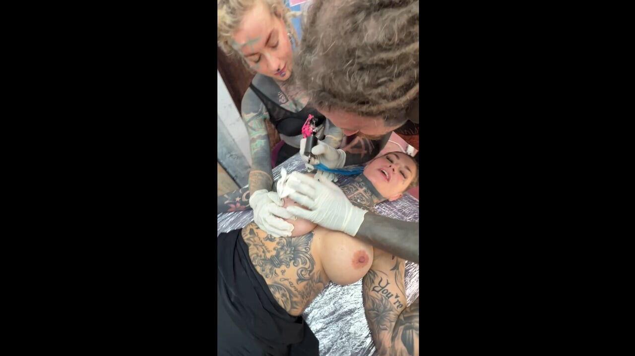 Tattooed Girl Gets Her Titties Inked Then Rides Cock & Takes Anal