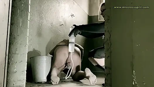 Domina herrin april säubert in zelle 45