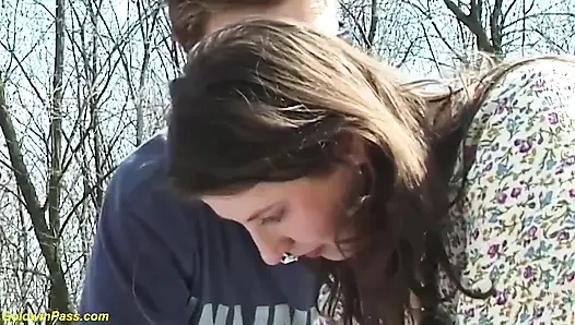 Young monster boob teen outdoor fucked by her boyfriend