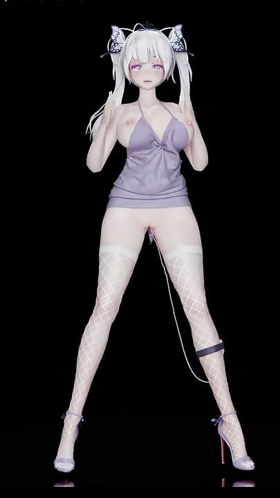 [mmd] 碧蓝航线 光辉 exid - Hot Pink 白丝渔网袜肛塞双马尾